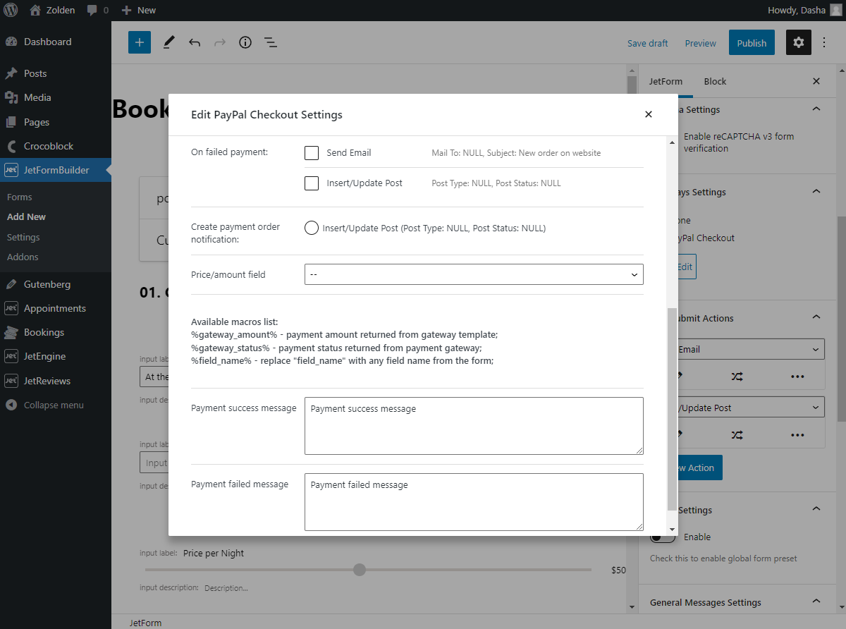 Jetformbuilder Plugin Wordpress Booking Form Creation Crocoblock