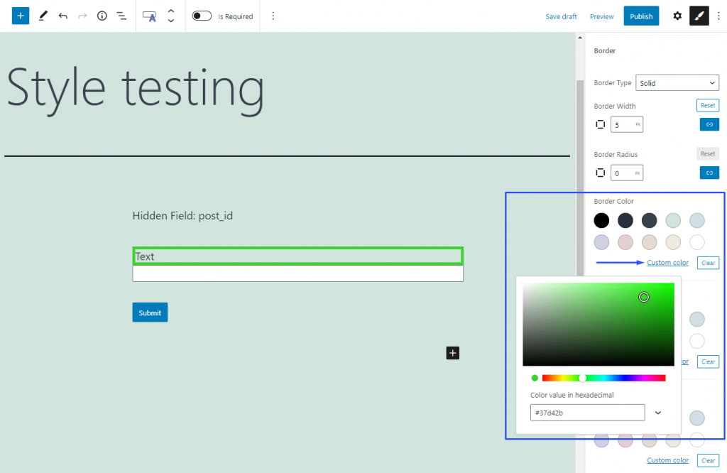 setting border color