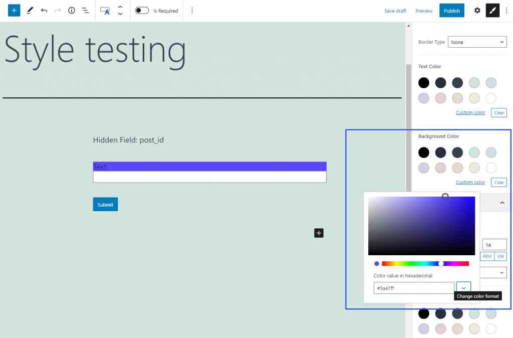 setting background color