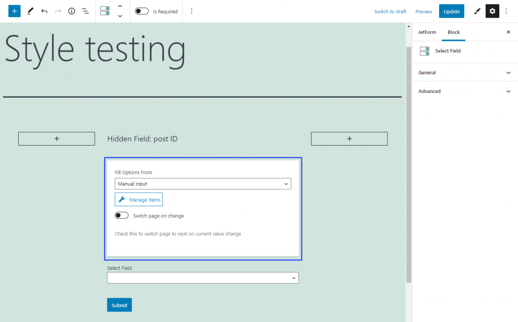 form fill options overview