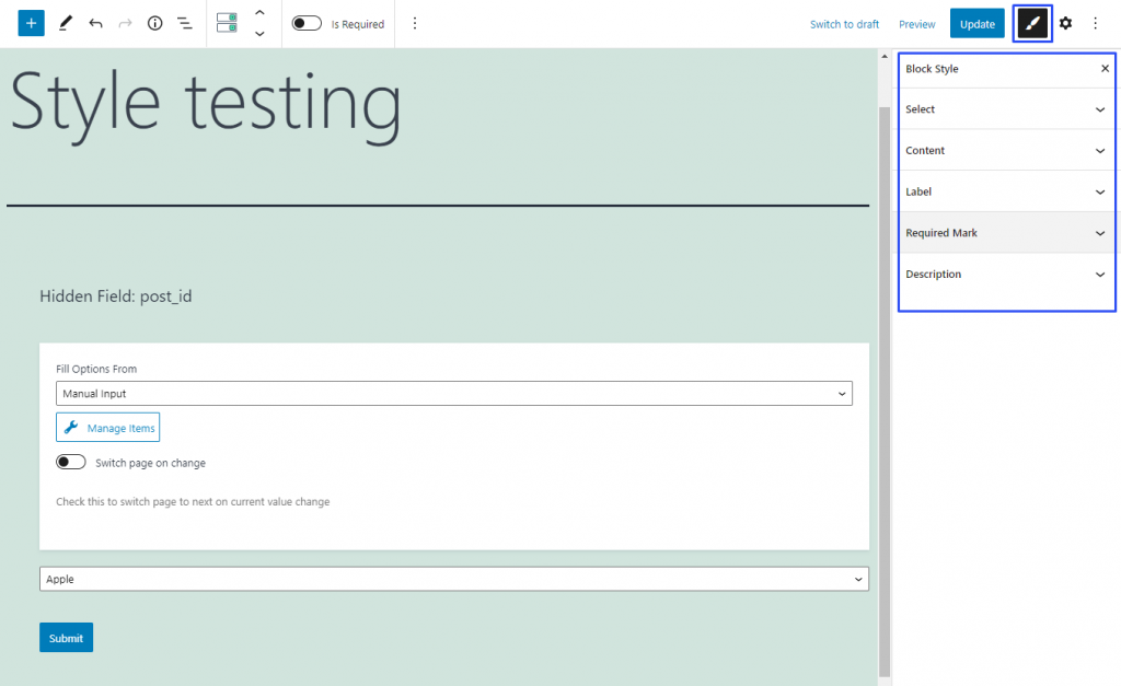 configuring select form field