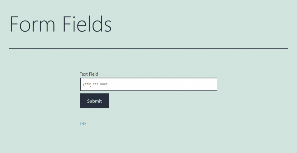 text form field for numerical data frontend view