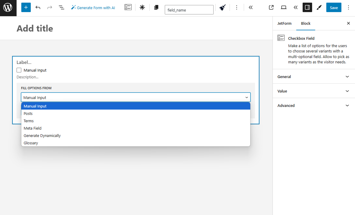 WordPress Checkbox Field Overview — JetFormBuilder | Crocoblock