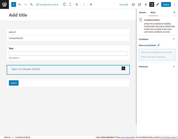 conditional block in the form