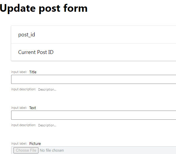 form fields for post updating