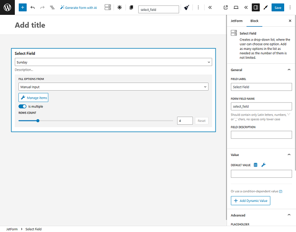 is multiple option of the select field