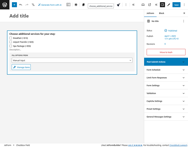 jetformbuilder checkbox field