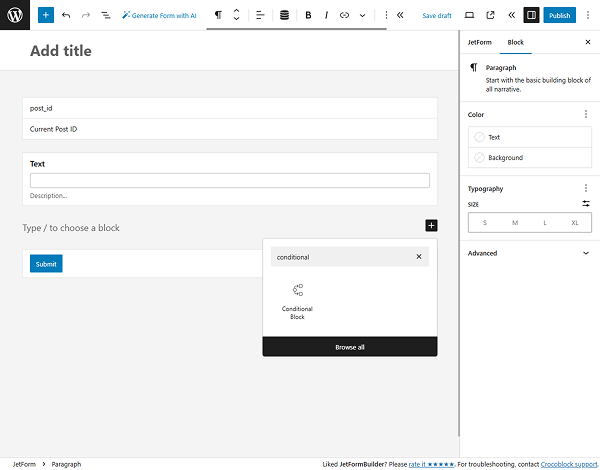 jetformbuilder conditional block
