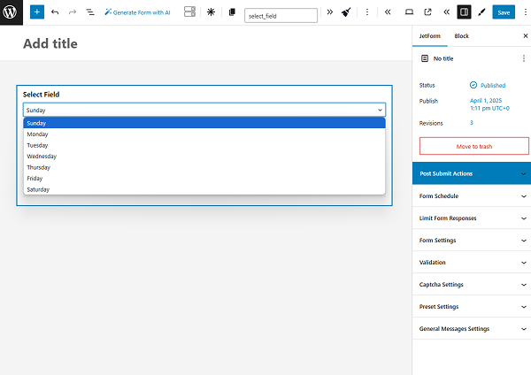 jetformbuilder select field