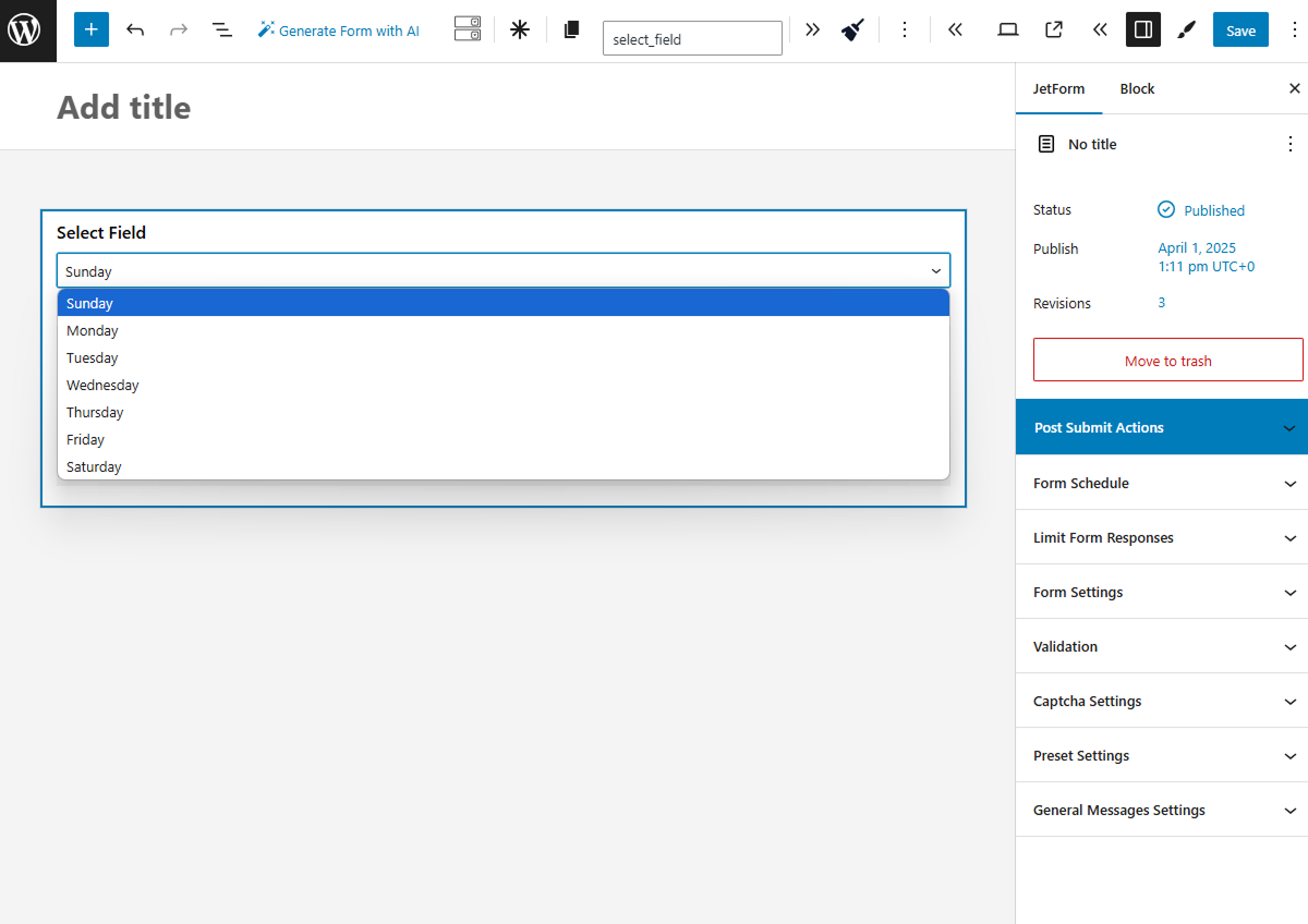 WordPress Select Field Overview — JetFormBuilder | Crocoblock