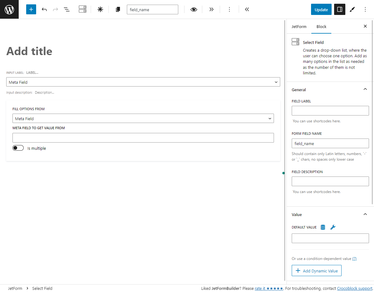 meta field source for the multi-optional fields