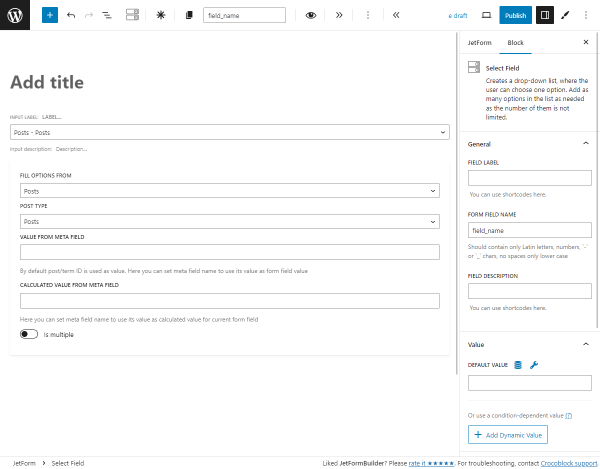 post source for the multi-optional fields