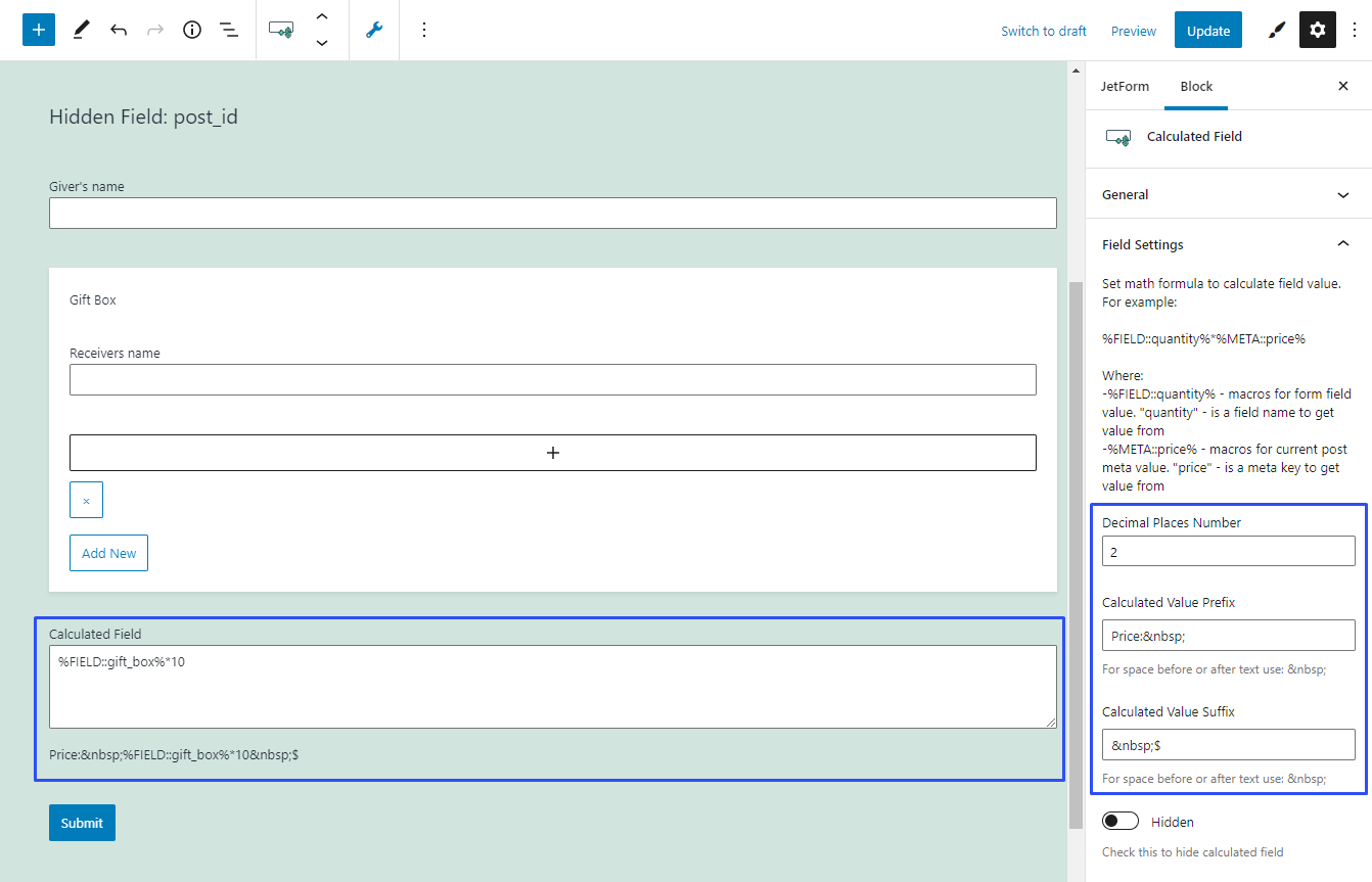 Calculate field. Calculated fields form. Calculated fields form Pro печать в pdf. W2 form. Render_field form.