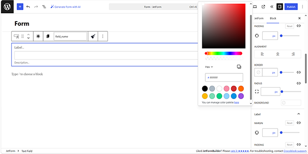 setting the hover color