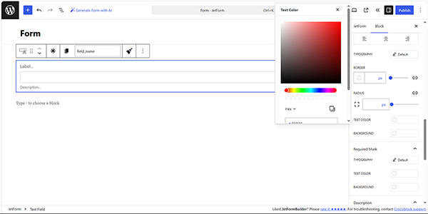 setting the text color