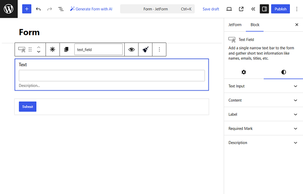 style section of the text field