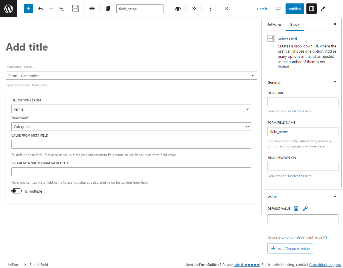 terms source for the multi-optional fields