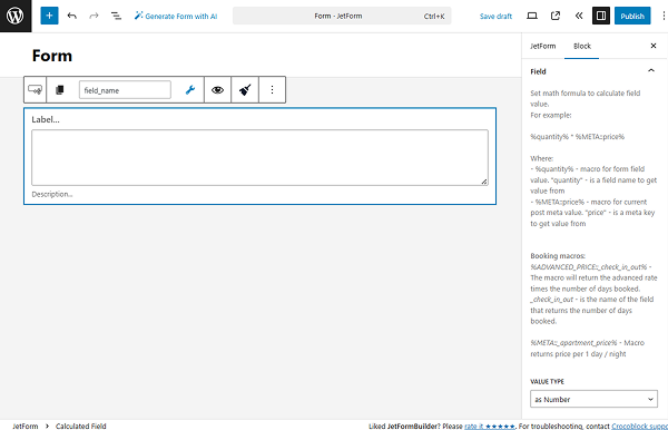 the first part of the field settings