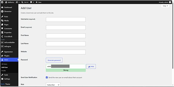 the user profile fields