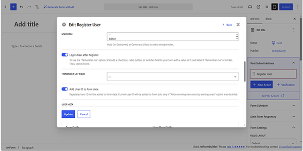 the user role field