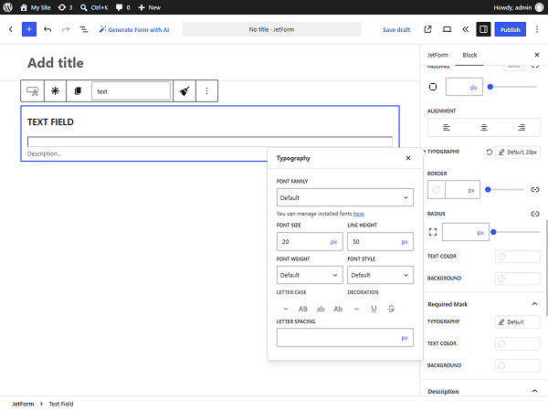 typography line height style settings jetformbuilder