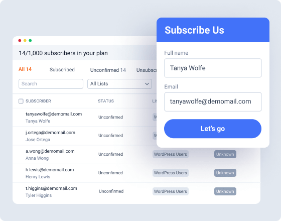 mailpoet form settings