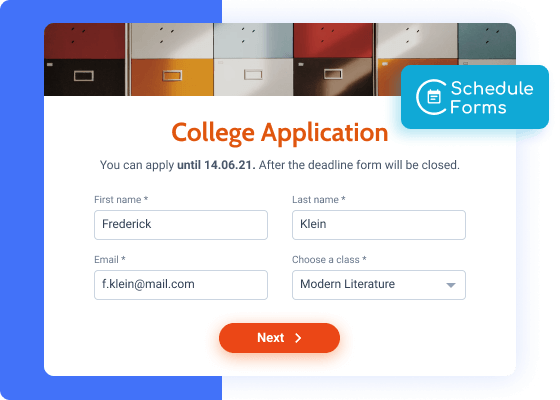 scheduled college application form