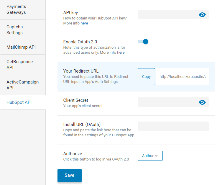jetformbuilder hubspot addon admin settings