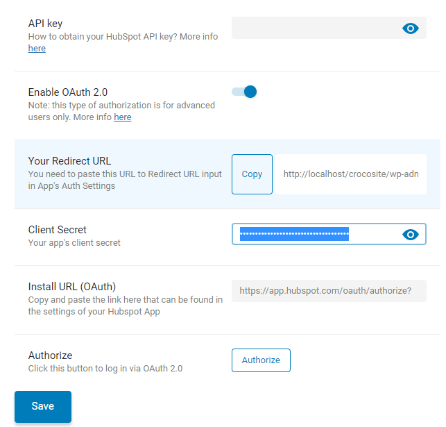 jetformbuilder hubspot addon client secret field