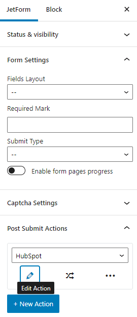 jetformbuilder form block settings