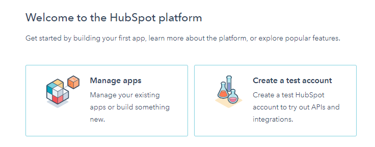 hubspot account page with options