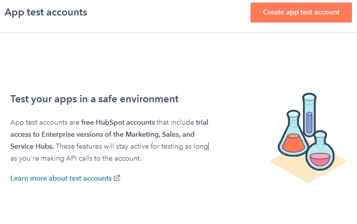 hubspot test account page creation