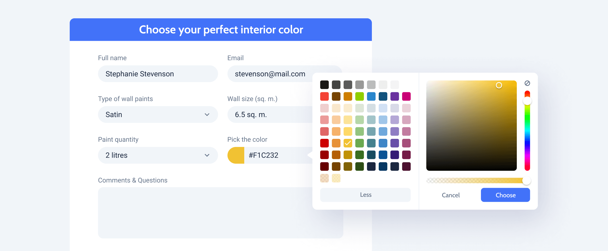 html color picker form image