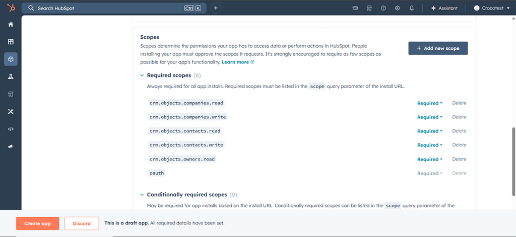 configuring the auth settings