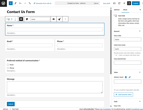 contact us form pattern