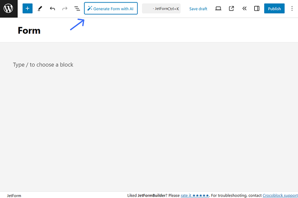 generate form with ai button