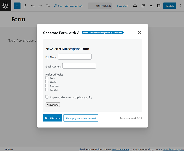 generated form fields