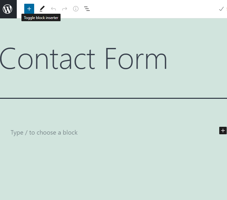 wordpress contact form toggle block icon