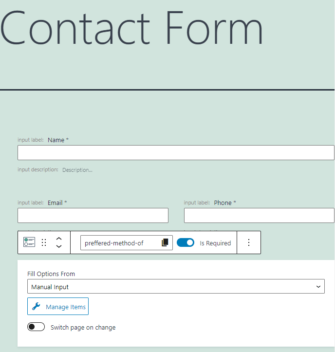 contact form pattern