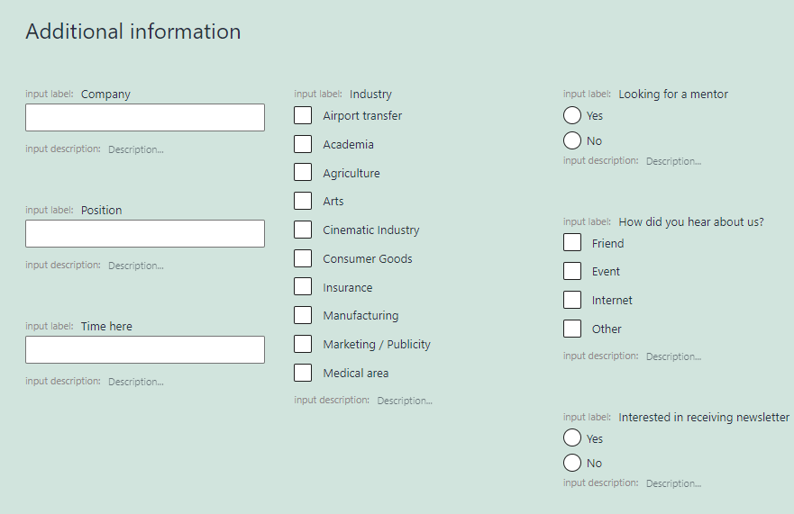 application form pattern layout