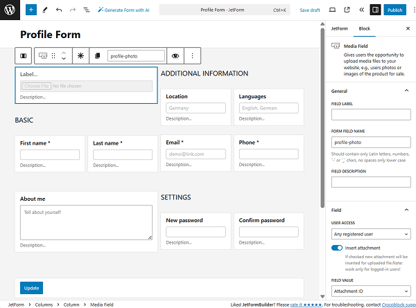 profile form pattern