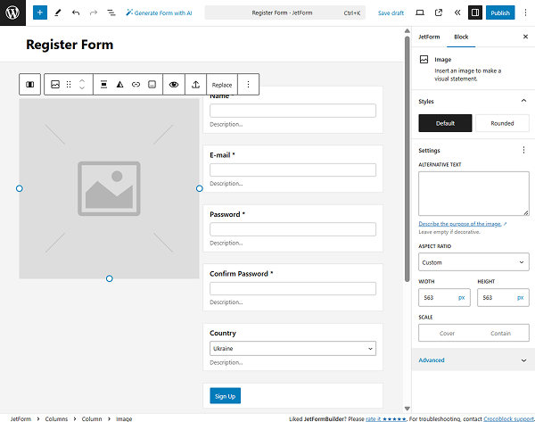 register form pattern