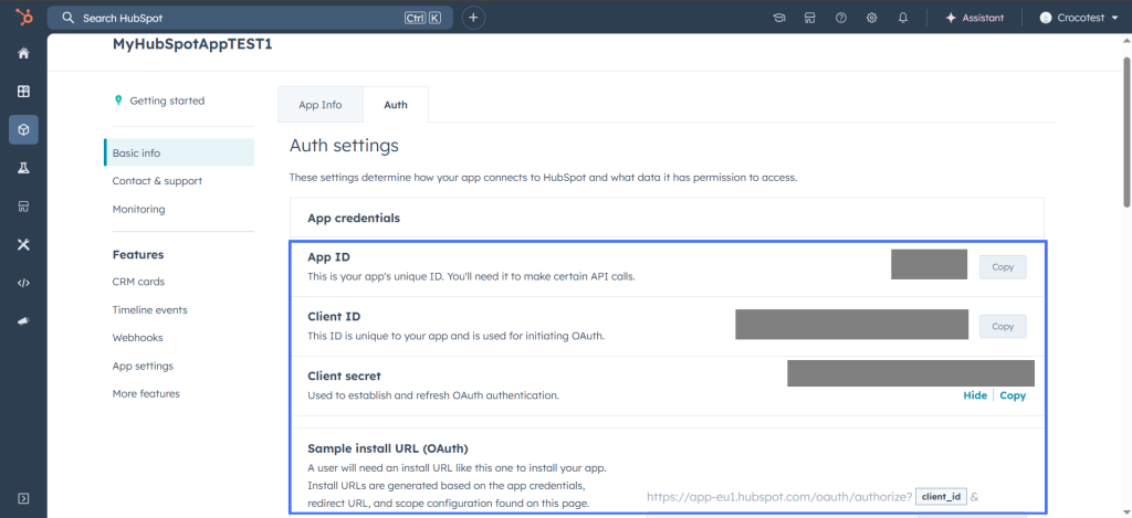 auth settings completed