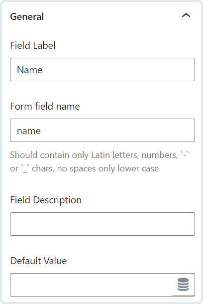 general text field settings