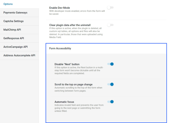 settings for multi-optional forms in jetformbuilder