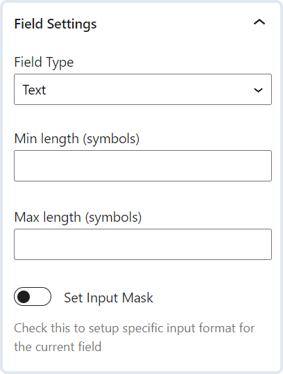 text field settings