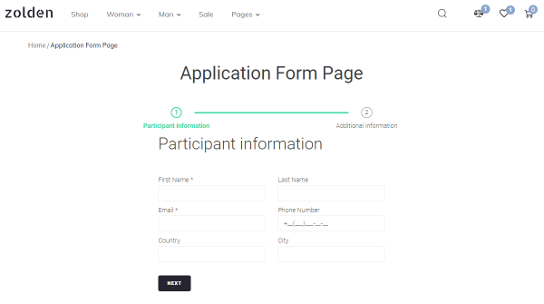 application form front-end