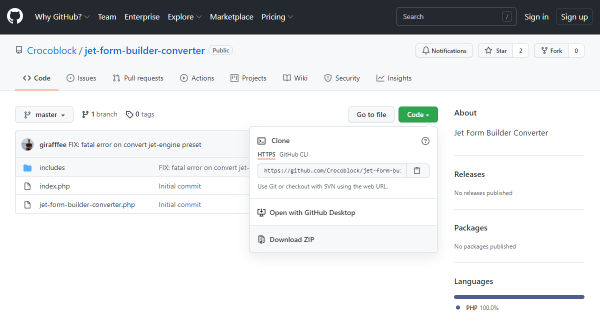 github jetformbuilder converter download