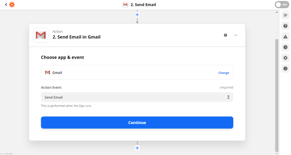 gmail action in zapier