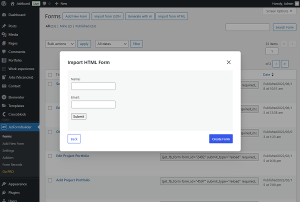 html form preview